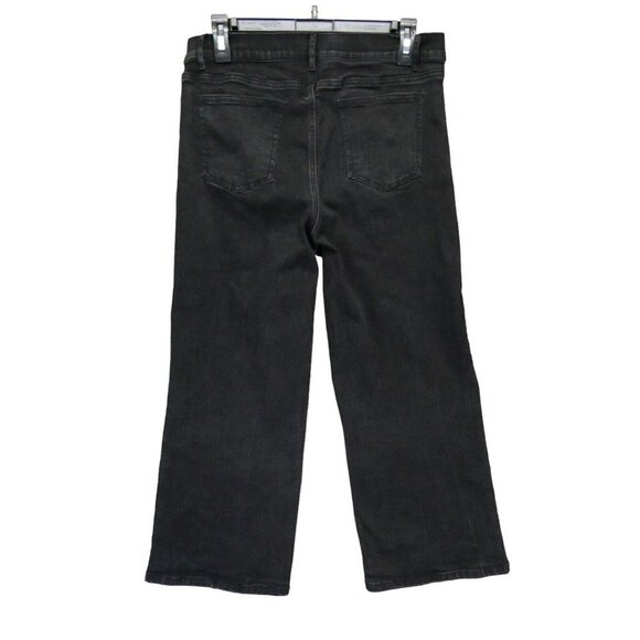 J.McLaughlin‎ Jeans Womens 8 Wide Leg Relaxed Crop Mid Rise Stretch Denim Black - Picture 2 of 10